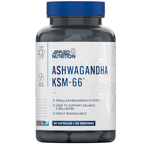 Applied Nutrition Ashwagandha KSM-66 - Premium Ashwagandha Herbal Supplement for Energy, Anxiety, Stress, Made in The UK (60 Capsules)