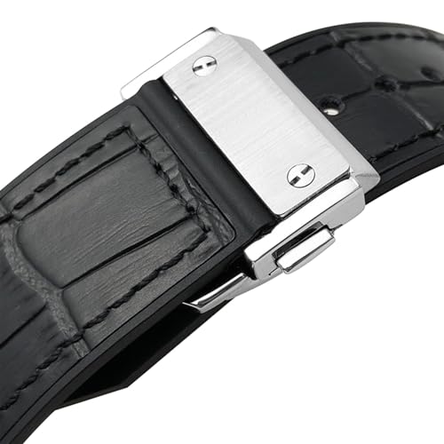 Correa de reloj de goma de vacuno 25 mm x 19 mm compatible con Hublot 5