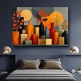 LguenioGa Abstract Floral Posters and Prints, Geometric Vases Canvas Wall Art, Autumn Botanical Painting, Modern Home Room Decor(60x80cm（24x31inch)/Frameless