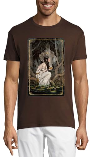 T-shirt imprimé tarot The Star en pur coton col rond couleur chocolat