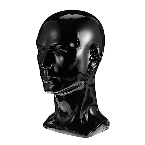 Healeved 1Pc Black PVC Wig Head Mannequin for Wig Making and Display Hairdresser Practice Head for Styling Hat and Jewelry Showcase