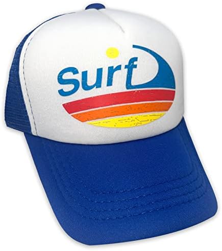 Sol Baby Surf Wave Stripe Blue Adjustable Snapback Mesh Trucker Hat - Summer Beach Baseball Cap for Infants, Toddlers & Youths - X-Small