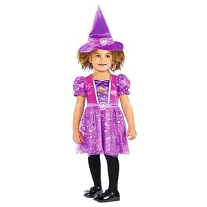 amscan - Kinderkostüm Hexe mit Kleid und Hexenhut, Paw Patrol Skye Witch, für Halloween, Karneval und Fasching, Rosa, 4-6 Jahre