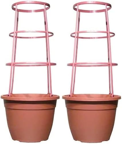 Muddy Hands Set of 2 – 5.9 Litre Terracotta Plastic Trellis Planters Climbing Plants Support Sweet Pea Runner Bean Tomato Plant Pots