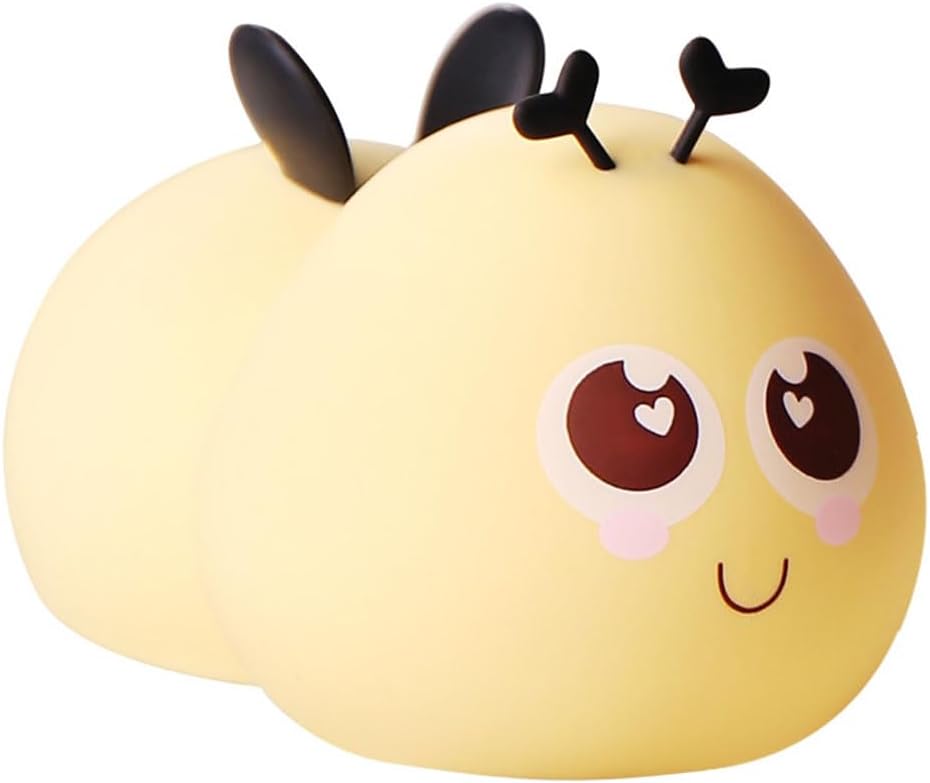 Little Bee Night Light Silicone Soft Table Lamp Cartoon Touch Sensor Desk Lights Bedroom Nursing lamp Children's Room Decoration Table lamp Bookshelf Desk lamp (Style 2)