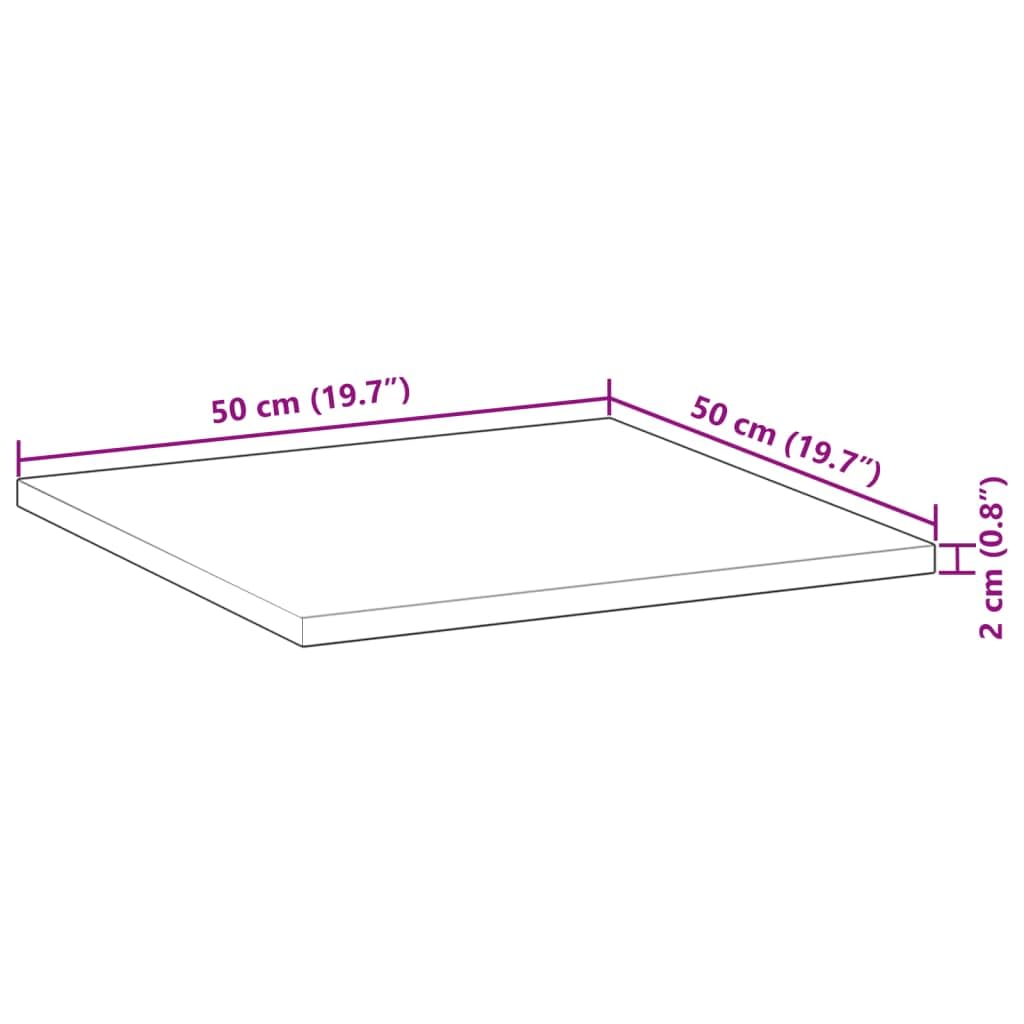 Kwadratowy blat stołu 50 x 50 x 2 cm lite drewno akacjowe