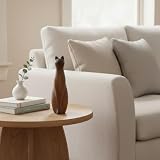 Comfy Hour 20 cm dekoracyjna figurka kotka siedzącego kota, gładkie wykończenie słojów drewna