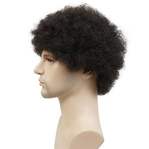 Aimole Afro Short Curly Wigs 100% Human Hair Wig For Black Women Or Men African American Full Wig (1B) #TOP4