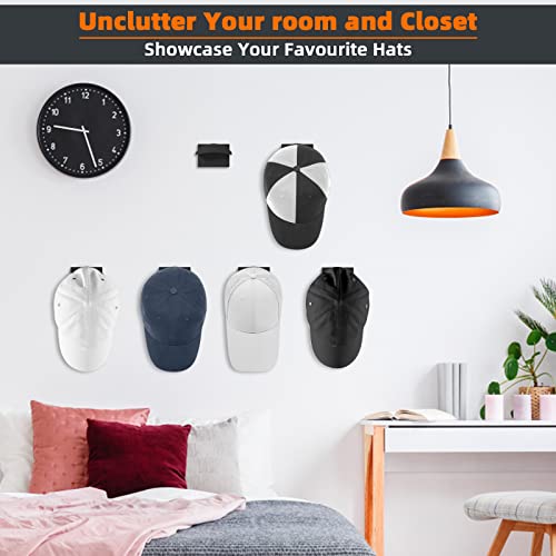 Kovspo 10 Pcs Adhesive Hat Hooks For Wall, Strong Hold Hat Hangers, Minimalist Hat Rack Design, No Drilling, Hat Hooks For Baseball Caps, Hat Holder Organizer For Wall, Door, Closet, Office, Bedroom #TOP3