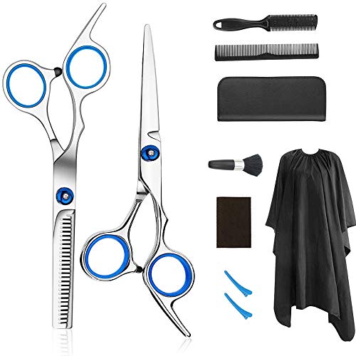 Professional barber set hair cutting scissors set 9 PCS hairdressing scissors kit, salon home shear kit for men women and children (cutting set)