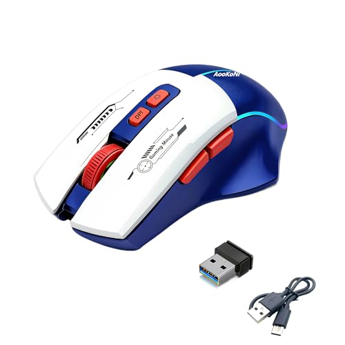 Image of Wireless Gaming Mouse，Rechargeable Mouse with 3 Adjustable DPI up to 1600, 7 Programmable Keys, RGB Breathing Lights, Compatible with Laptop, Chromebook, PC, Desktop, Mac, Notebook(Blue)