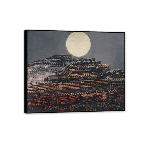 Tableau sur toile La ville pétrifiée 90x70cm cadre noir déco