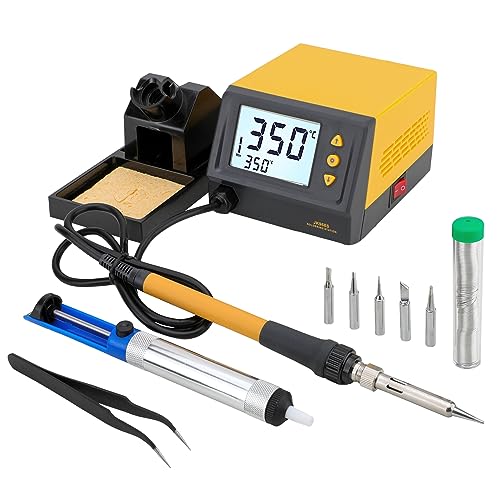 Kengleeg Stazione saldante digitale da 90W con display a LED, modalità Sleep, regolazione della temperatura, correzione della temperatura, protezione con password