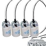 E12 Socket,Ceramic Candelabra Socket E12 Bulb Lamp Holder,Light Socket with Wire Lead for E12 Incandescent LED Light Bulb (4-Pack)