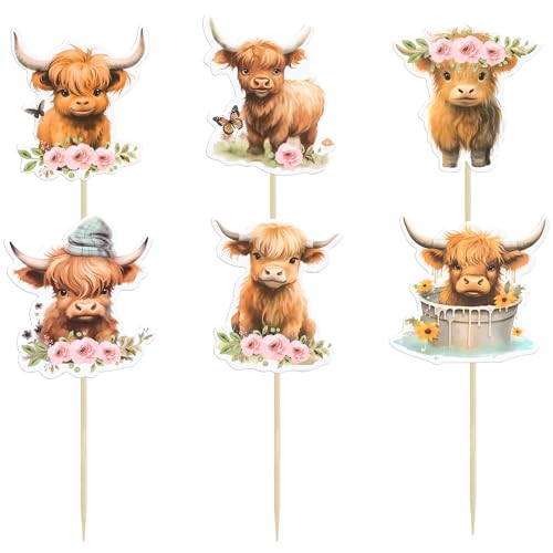 Decoración para cupcakes de vaca de las tierras altas para evitar mesas dulces aburridas 3