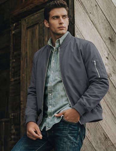 TACVASEN Men's Lightweight Jacket Thin Sportwear Bomber Jacket Windbreaker Coat - Image 3