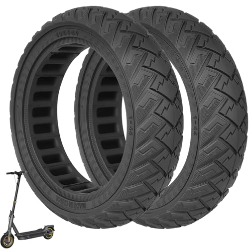 VOLOHAS 60/65-6.9 Replacement Wheels Solid Rubber Tyres 10 Inch Solid Tyres for Ninebot Max G2 G2D G2E G65 Electric Scooter Front/Rear Replacement Tyres Solid Tyres Non-Slip Puncture Proof (Black,