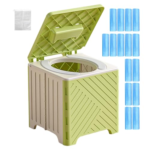 Inodoro Portátil Para Camping - Sanitario Móvil para Adultos,Orinal Plegable Antideslizante con Cojín de PVC para Ancianos Hospitales Actividades Exteriores Camping Viajes