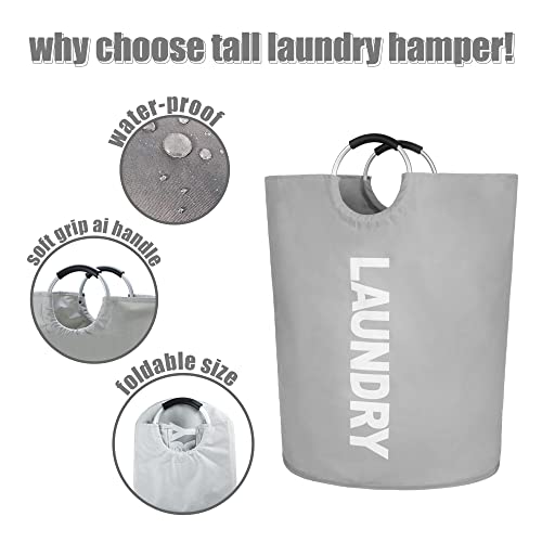 Twira 160L Xx-Large Laundry Baskets, Laundry Hamper Stands Up Well, Laundry Bag With Padded Handles, Waterproof Laundry Basket Collapsible, Clothes Hamper For Bathroom, Laundry, College (Light Grey) #TOP3