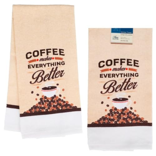 TopNotch Outlet Kitchen Towel Set - Kitchen Decor (2 Pc) Be Blessed with Love That Builds a Happy Home - Two Sentiment Cotton Towels - Home Decoration,Grey Black