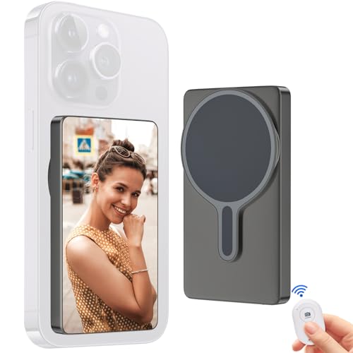 Phone Vlog Selfie Monitor Screen,Magnetic Mount Wireless Connection with Remote Control,1080P Wireless Recording,Rear Camera for Selfie Vlog Live Stream,Compatible with iPhone/Android