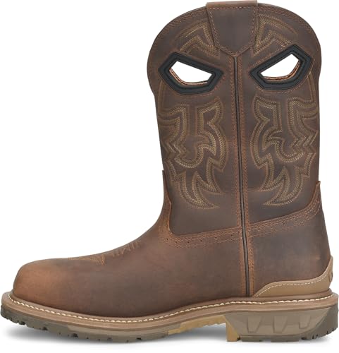 PHANTOM RIDER Stanton 11” Waterproof Wide Square Composite Toe Roper Boots for Men with Dark Brown Barnyard Acid Resistant Leather, EH-Rated2