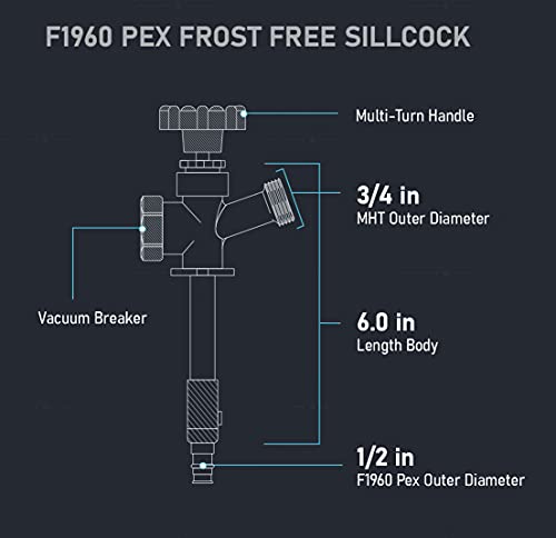 Image of Midline Valve 62061G-OM-5 Anti-Siphon Sillcock Frost Free Outdoor Faucet with Vacuum Breaker 1 /2 in. PEX A x 3 /4 in. Hose Bib, 6 in. Long (5 Pack), Chrome