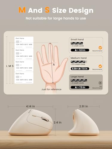 Image of SABLUTE Ergonomic Mouse, Rechargeable Wireless Vertical Mouse with 4 Adjustable DPI Options, Dual-Device Connectvity for Computer /PC /Laptop,Bluetooth Mouse for Window,Mac OS,Beige
