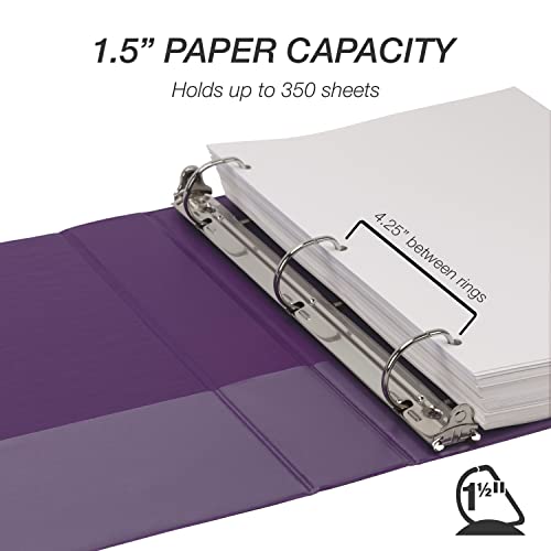 Image of Samsill Durable 1.5 inch 3 Ring Binder, D Ring Binder, 100% Recycled Chipboard, Purple, 4 Pack