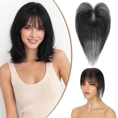 Lightweight Breathable 100% Human Hair Topper 11Inch 1B Natural Black
