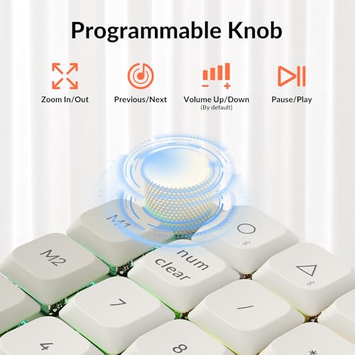 Image of Keychron K0 Max QMK Wireless Custom Number Low-Profile RGB Backlit (Hot-Swappable) Silent Red Switch Keypad, 2.4 GHz & Bluetooth 5.3 Connection, 1000Hz Polling Rate - Retro Version