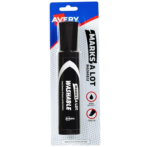 Avery Marks A Lot Jumbo Washable Marker, Chisel Tip, 1 Black Marker, Great for Large Signs and Posters (24158)