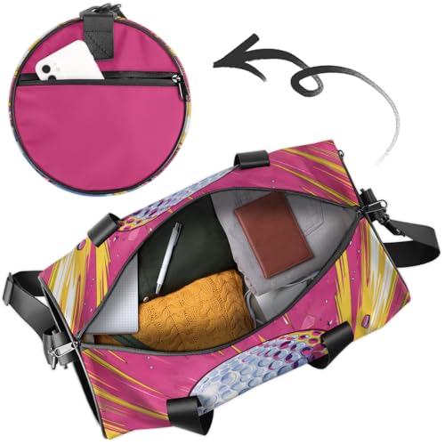 Glittering Golf Round Barrel Sports Fitness Bag, Red Travel Luggage Bag, Reusable Handbag, Suitable For Men and Women4