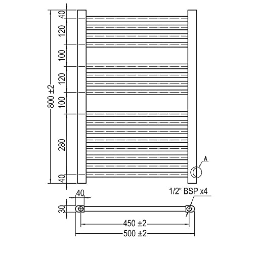 Miniatura 5 de Kibath L305474 Toallero Secatoallas Radiador Para Integrar En Circuito De Agua Caliente, Tubos De Acero Con Acabado Lacado En Blanco 800x500. Válido Para Red De Calefacción Estandar