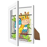 Funchi Kids Artwork Frame, Front Opening 7.8x10.4 Frame for Artwork Display & Storage, 7.8x10.4 Art Frames with Mat and 10x12.5 without Mat, Changeable Kids Artwork Frames Holds 50-100 Pieces Crafts, Drawing, Art Projects, Schoolwork, 1 Pack in White