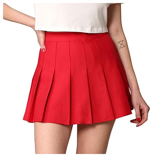 MBJ WB2344 Women Girls Plaid High Waist Japan School Uniform Pleated Skater Tennis Skirt with Short L RED