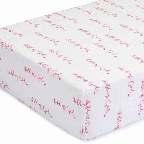 Image of LollyBanks Muslin Crib Sheet, 100% Cotton Fitted Crib Sheets for Girls