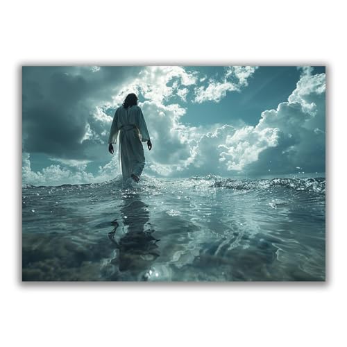Jésus océan art mural pour salon et chambre affiche chrétienne SHYAMIC zen 40x60cm