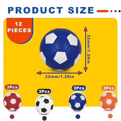 Leyrens 12 Stück Tischfußball Kickerbälle 32mm, Tischfussball Bälle Ersatzbälle, Vielfarbigkeit und langlebig, Mini Tischkicker bälle Fußballspiel, Zubehör für Kickertische und Tischfußballspiele