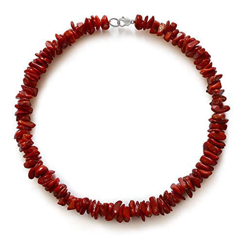 Vifaleno Collier de Corail, Corail Naturel, Chips, Rouge, 10x7mm-15x8x4mm