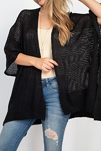 Image of RIAH FASHION Bohemian Sequin Glitter Shawl Wrap Poncho - Kimono Cardigan, Sparkly Metallic Mesh Scarf, Open Knit Crochet