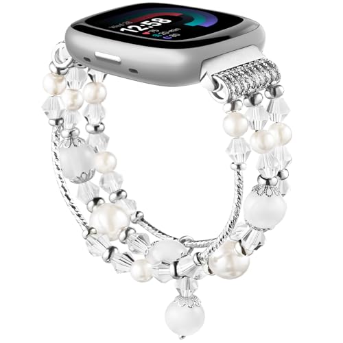 Correa de cuentas elástica para Fitbit Versa 3/4 y Sense miniatura 4
