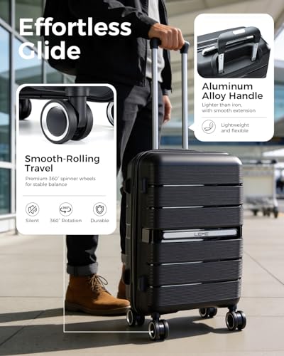 20 Inch Carry On Luggage with Spinner Wheels - Hard Shell Suitcase with ...