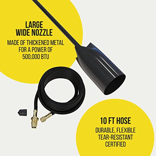 Propane Torch Weed Burner 500,000 Btu - Flame Weeder Kit With Carry Case - Heavy-Duty Flame Thrower With Flint Striker - Adjustable Flame, Long Hose 10Ft - Compact Garden, Roofing Flamethrower Torch #TOP4