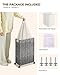 Greenstell Laundry Hamper with Wheels, 11.9 Gallon (45L) Small Clothes Hamper with 2 Removable Liner Bags & 2 Mesh Bags, Slim Rattan Laundry Basket for Bathroom, Bedroom, Grey