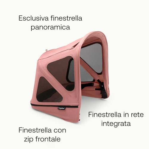Bugaboo Donkey Cappottina Breezy, Estensibile Per Una Maggiore Copertura E Una Protezione Solare Ottimale, Resistente All'acqua, Compatibile Con Tutti I Passeggini Donkey, Morning Pink - 6