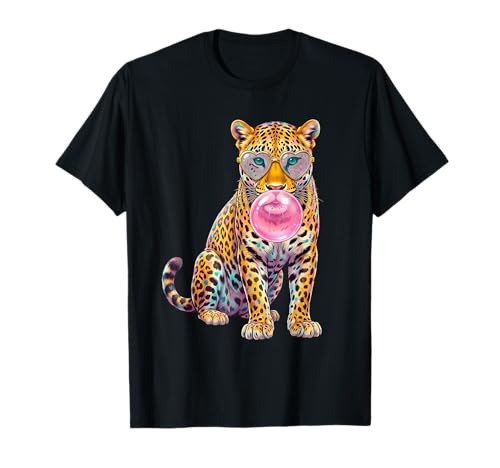 Leopard Cheetah Bubble Gum Sunglasses Funny Wild Cat Vibes T-Shirt