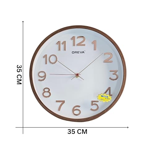 Image of OREVA 14 Inch Round Fancy Embossed Number Dial Contemporary Stylish Quartz Clocks Modern Analog Silent Wall Clock for Living Room Bedroom Home Decor Office AQ-9467SS