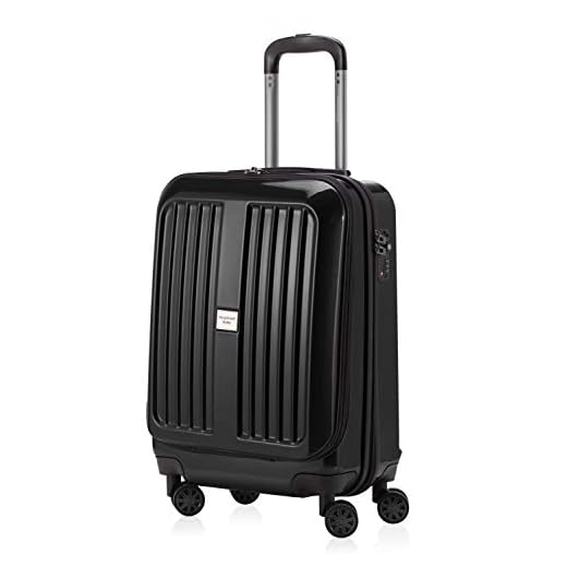 HAUPTSTADTKOFFER - X-Berg - Equipaje de Mano, Maleta rígida, Trolley expandible, 4 Ruedas Dobles, TSA, 55 cm, 43 litros, Negro