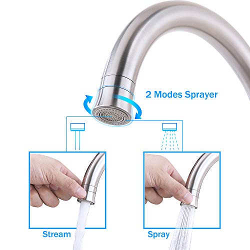 Kitchen Bar Sink Faucet-Bokaiya Brushed Nickel Stainless Steel Kitchen Faucet Single Handle Single Hole Laundry Sink Bar Faucet - Thumbnail 4